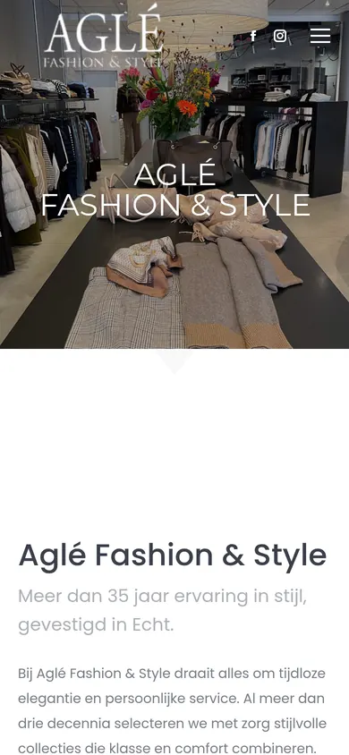 De website van Aglé Fashion & Style op een telefoon, damesmode boutique