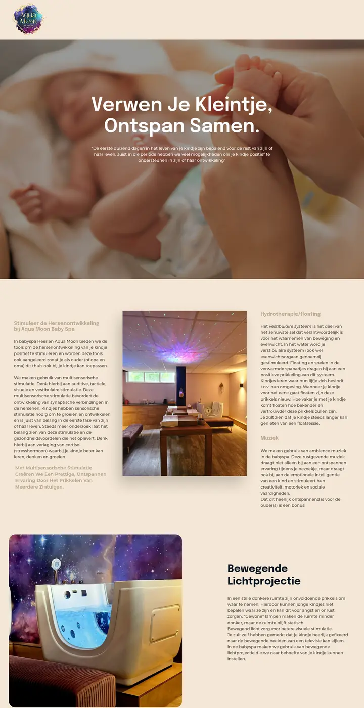 Website van Babyspa Heerlen, babyspa, Heerlen, gemaakt door Triggerz