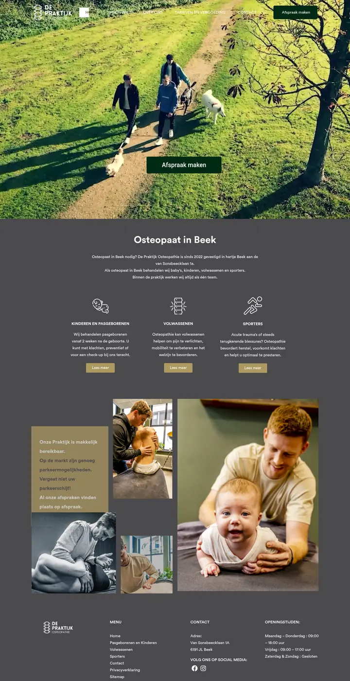 Website van De Praktijk Osteopathie, osteopathie, Beek, gemaakt door Triggerz