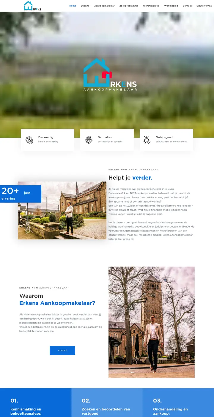 Website van Erkens Aankoopmakelaar, aankoopmakelaar, gemaakt door Triggerz