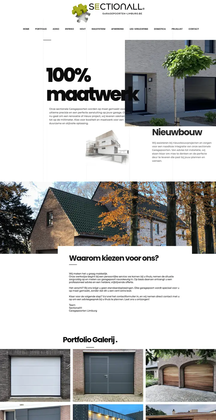 Website van Garagepoorten Limburg, garagepoorten, gemaakt door Triggerz