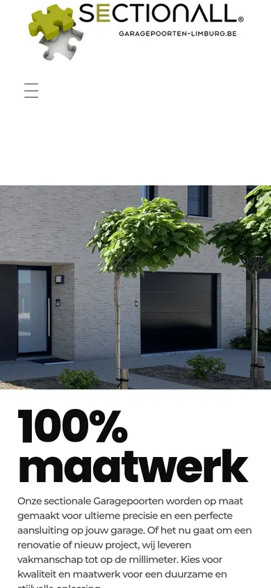 De website van Garagepoorten Limburg op een telefoon, gemaakt door Triggerz