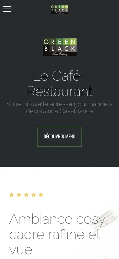 Website van Green & Black, cafe en restaurant, Casablanca, Marokko, gemaakt door Triggerz
