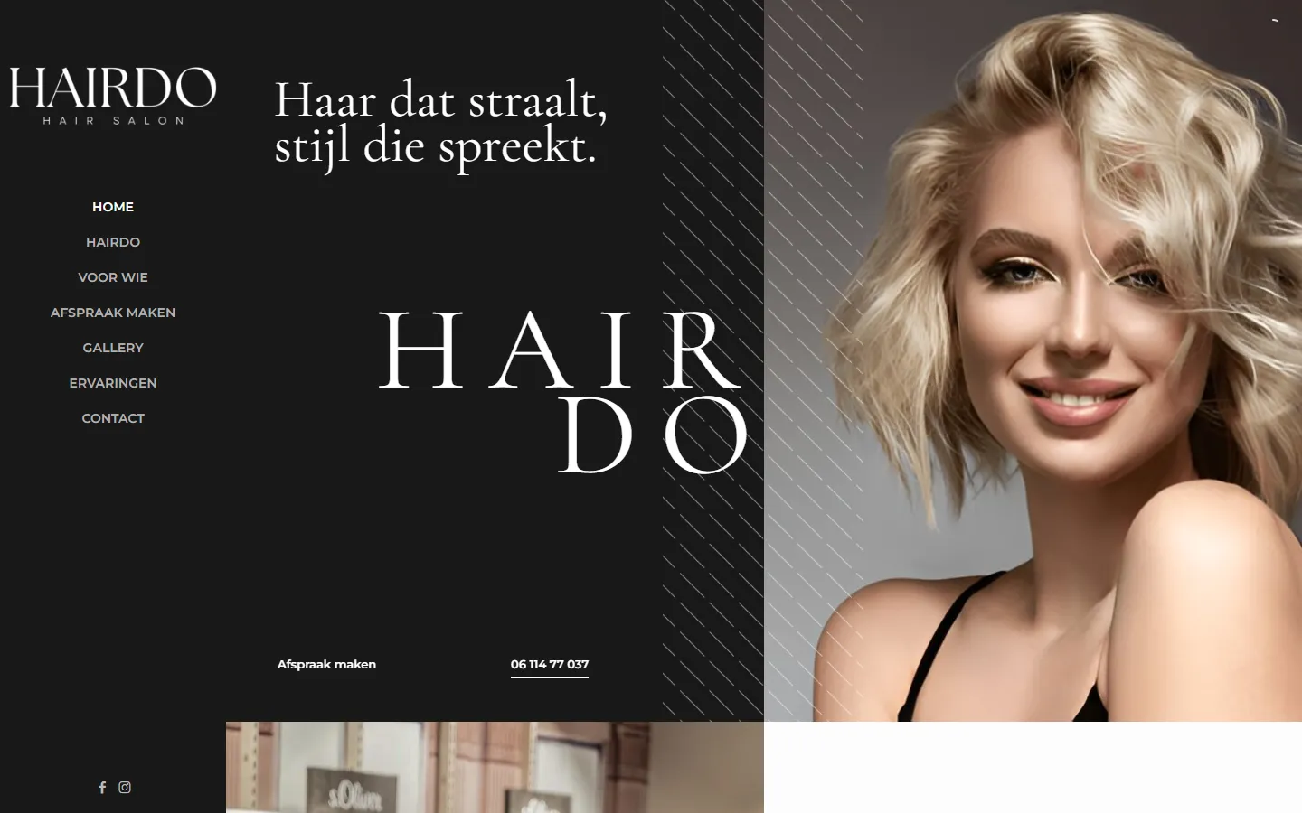Website van HairDo, kapsalon, Elsloo, gemaakt door Triggerz