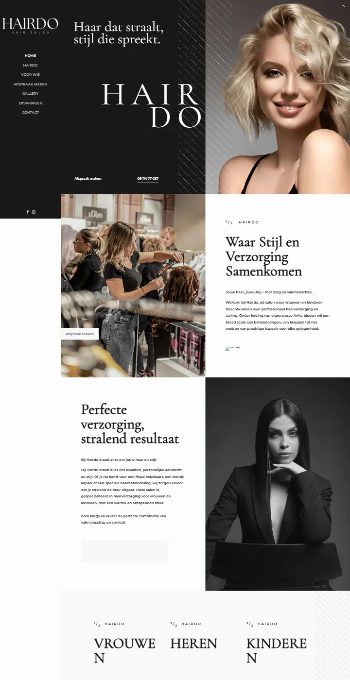 Website van HairDo, kapsalon, elsloo, gemaakt door Triggerz