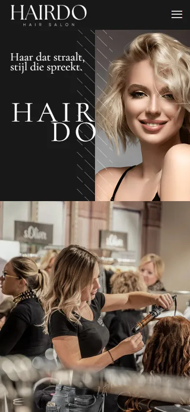 De website van HairDo op een telefoon, gemaakt door Triggerz