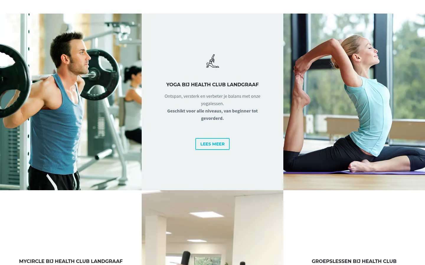 Website van Health Club Landgraaf, gemaakt door Triggerz Design Studio