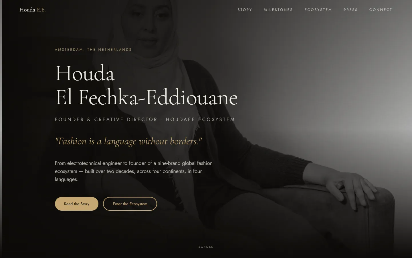 Website van Houda E.E., mode en fashion, Amsterdam, gemaakt door Triggerz