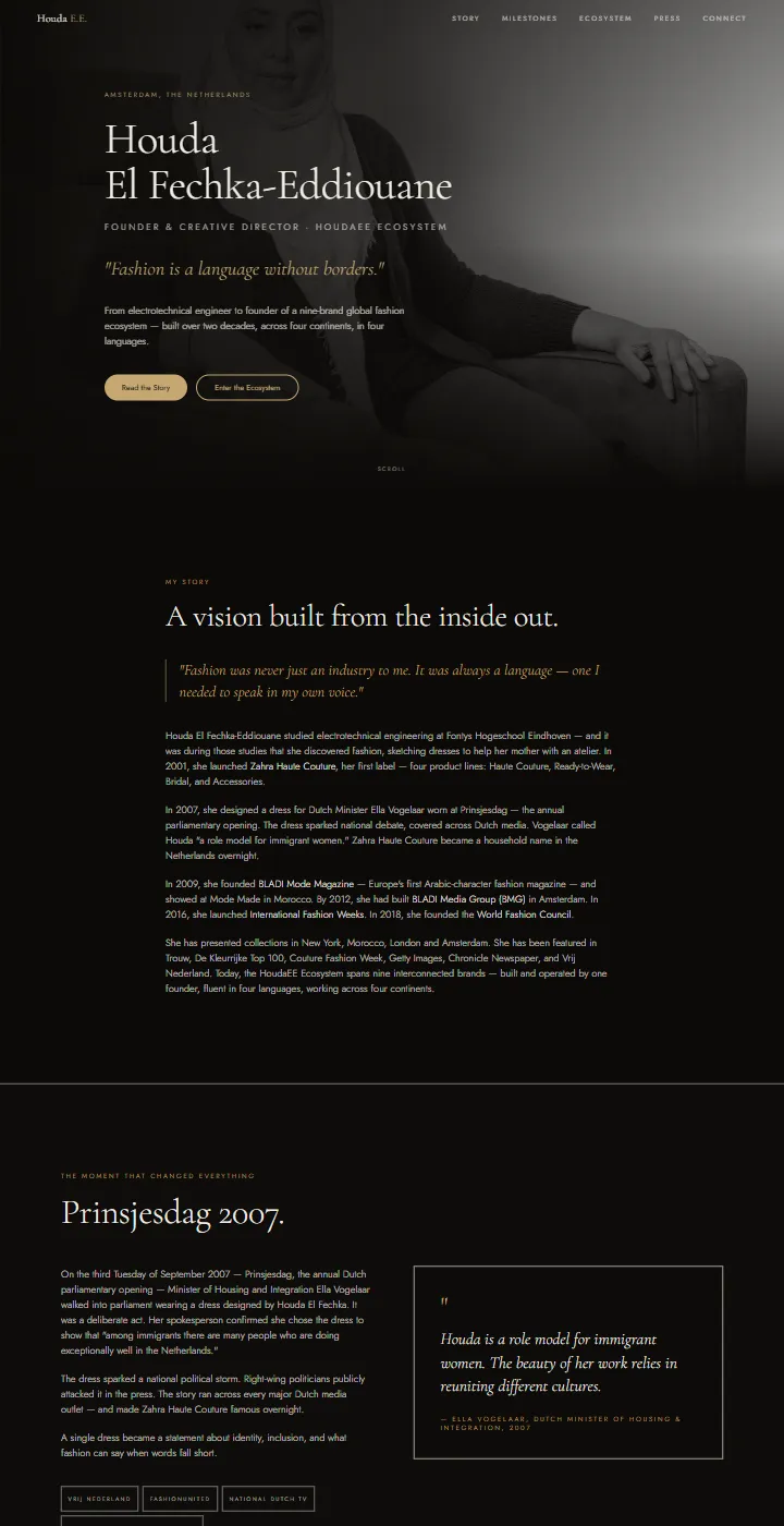 Website van Houda E.E., mode en fashion, gemaakt door Triggerz