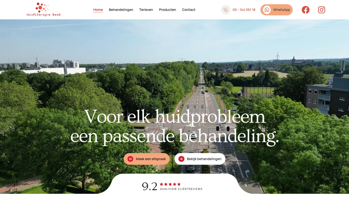 Website van Huidtherapie Beek, gemaakt door Triggerz Design Studio