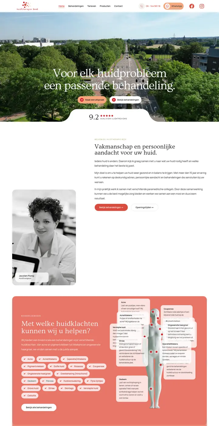 Website van Huidtherapie Beek, huidtherapie, Beek, gemaakt door Triggerz
