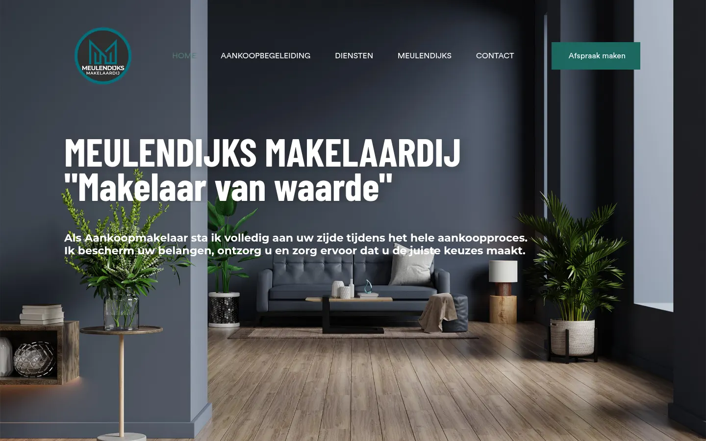 Website van Meulendijks Makelaardij, gemaakt door Triggerz Design Studio